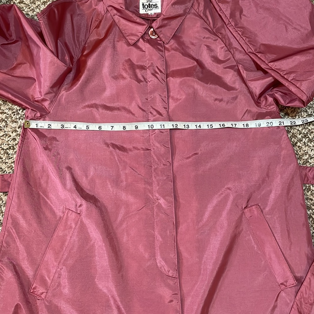 Vintage The totes Coat Lightweight Shiny Nylon Trench Coat - Dusty Rose Pink - Picture 9 of 16